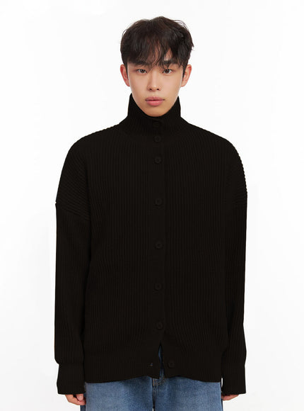 mens-turtle-neck-buttoned-cardigan-id427 / Black