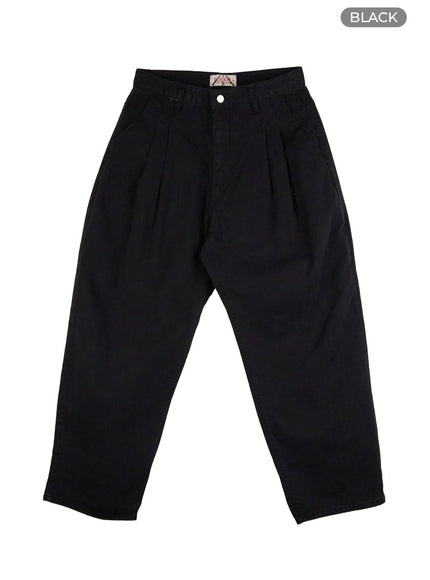 mens-pintucked-wide-fit-pants-io417 / Black