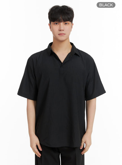 mens-solid-collar-shirt-ia402 / Black