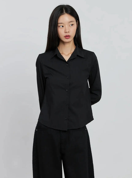 elegant-white-slim-blouse-io530 / Black