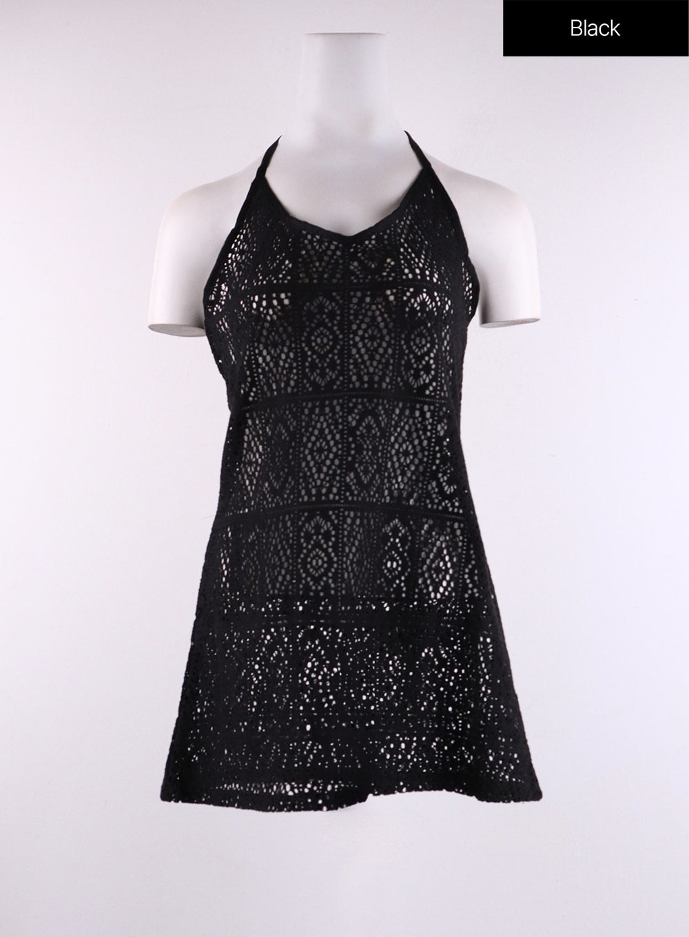 lace-halter-mini-dress-cf407 / Black
