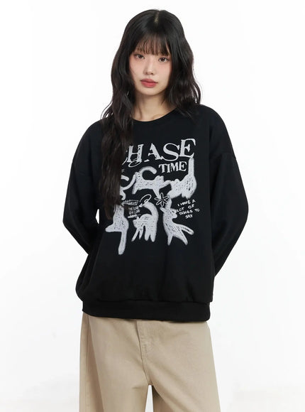 chase-time-graphic-sweatshirt-f516 / Black