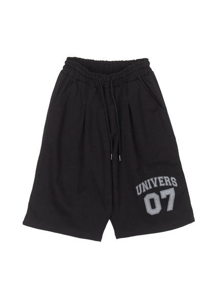 mens-striped-wide-fit-sweatshorts-iy520 / Black