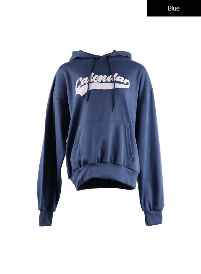 oversized-graphic-lettering-hoodie-if408 / Blue