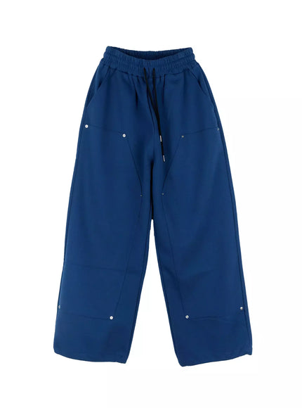 wide-leg-stud-accent-sweatpants-ig508 / Blue