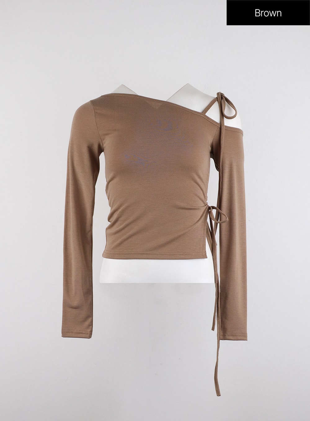 unbalanced-one-shoulder-string-top-id315 / Brown