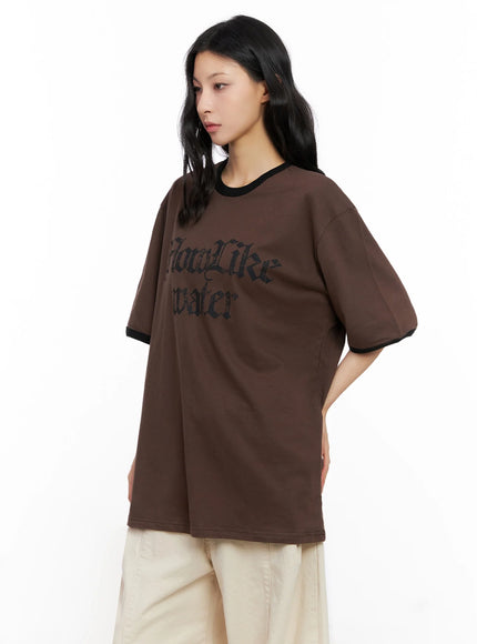 oversized-gothic-graphic-print-tee-ig508 / Brown