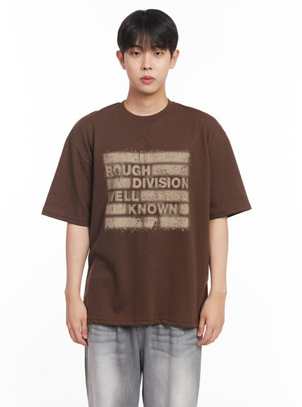 mens-loose-fit-graphic-t-shirt-iy520 / Brown
