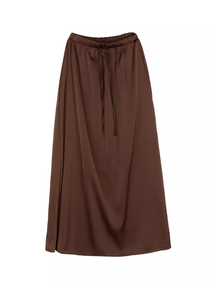 Elegant Satin Maxi Skirt IS516