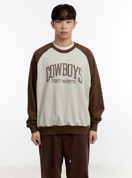 mens-graphic-long-sleeve-raglan-sweatshirt-ia504 / Brown