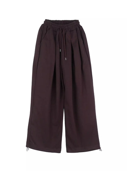 wide-leg-drawstring-sweatpants-il528 / Brown