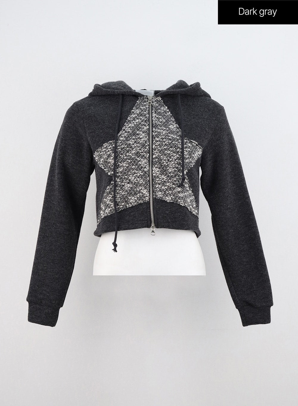 zip-up-star-graphic-crop-hoodie-in327 / Dark gray