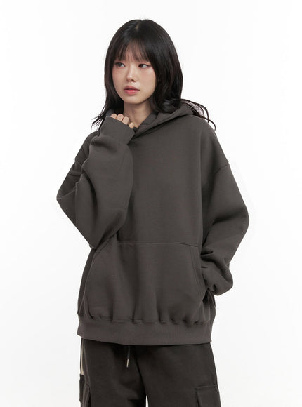 oversized-solid-hooded-sweatshirt-in427 / Dark gray