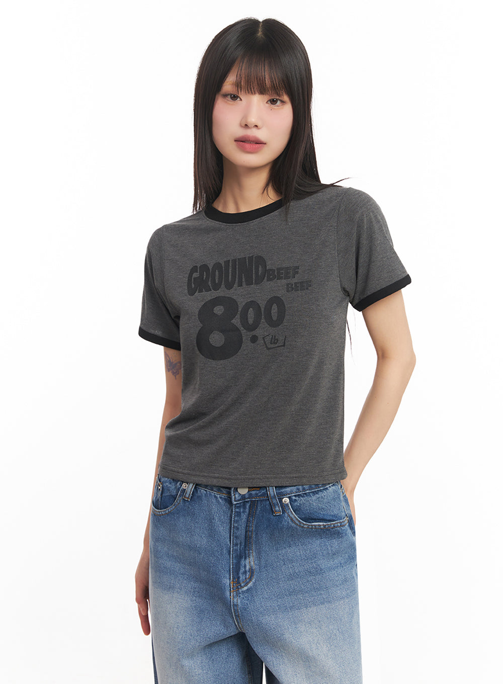 ground-graphic-crop-top-iy502 / Dark gray