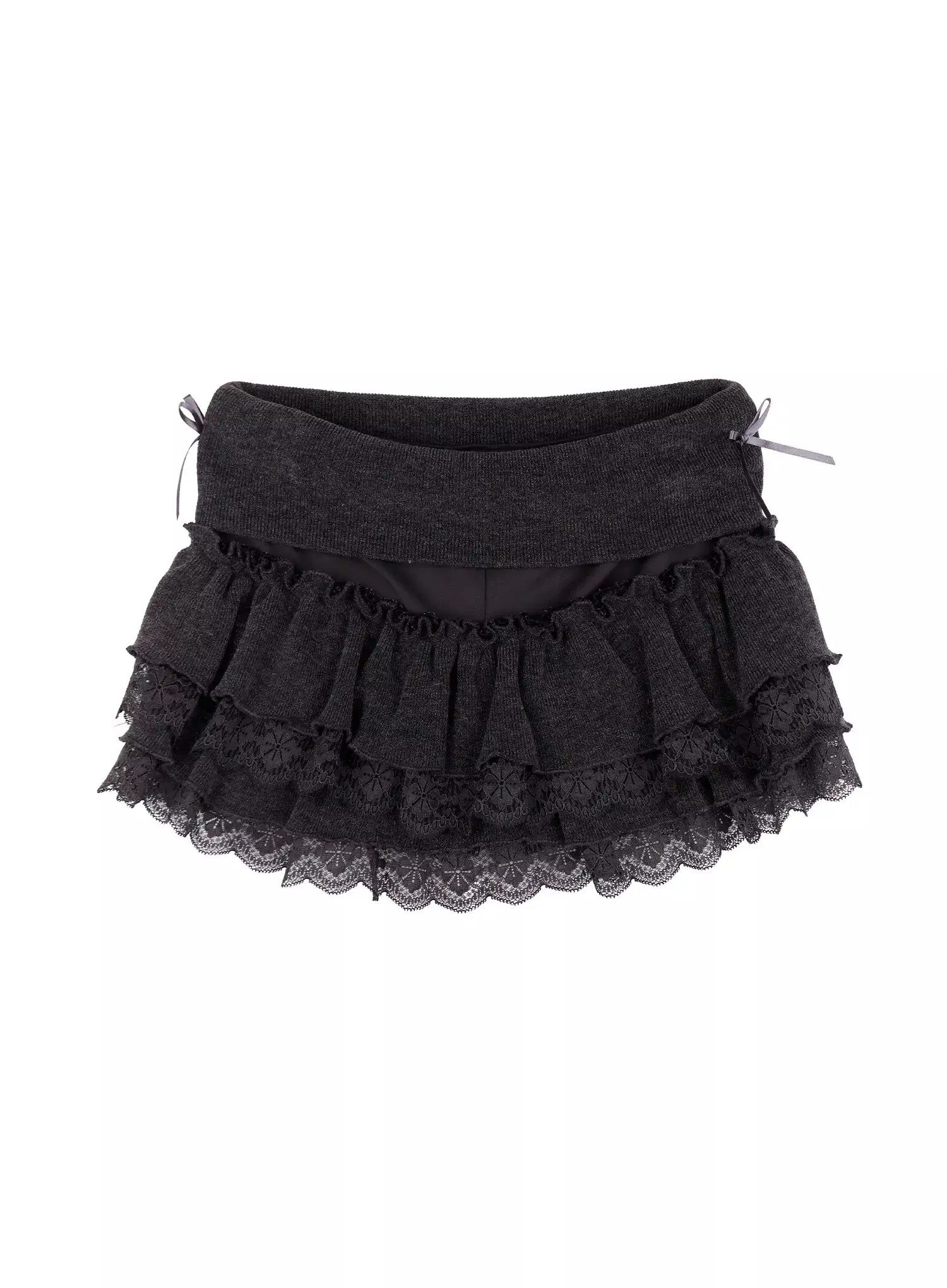 ribbon-ruffle-skirt-in503 / Dark gray