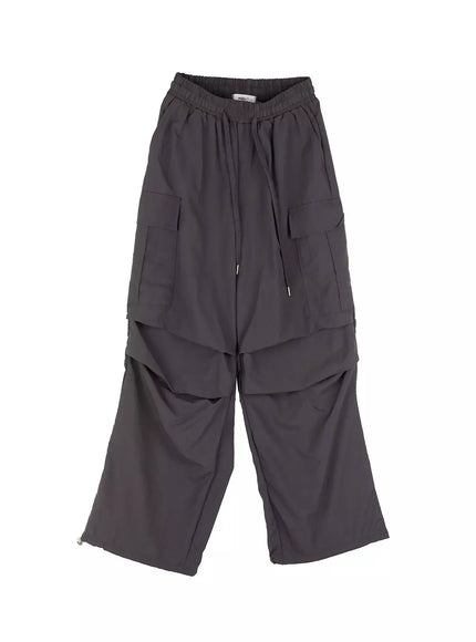 black-utility-wide-fit-cargo-pants-ic503 / Dark gray