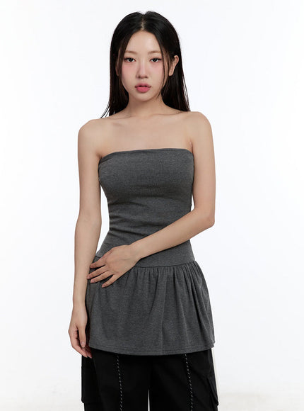 shirred-strapless-mini-dress-iu509 / Dark gray