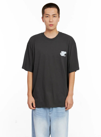 mens-oversized-blurred-graphic-tee-ig508 / Dark gray