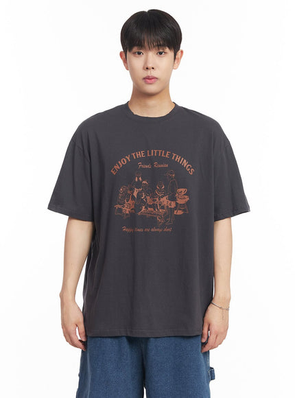mens-enjoy-graphic-t-shirt-ia525 / Dark gray