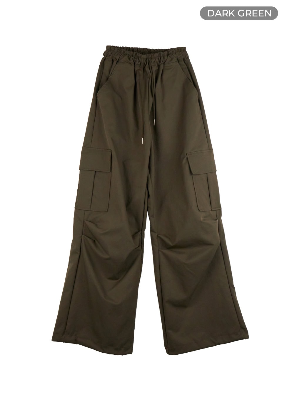 cargo-pintuck-wide-leg-pants-is402 / Dark green