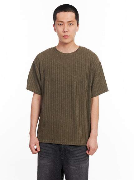 men-s-knit-ribbed-t-shirt-iu503 / Dark green