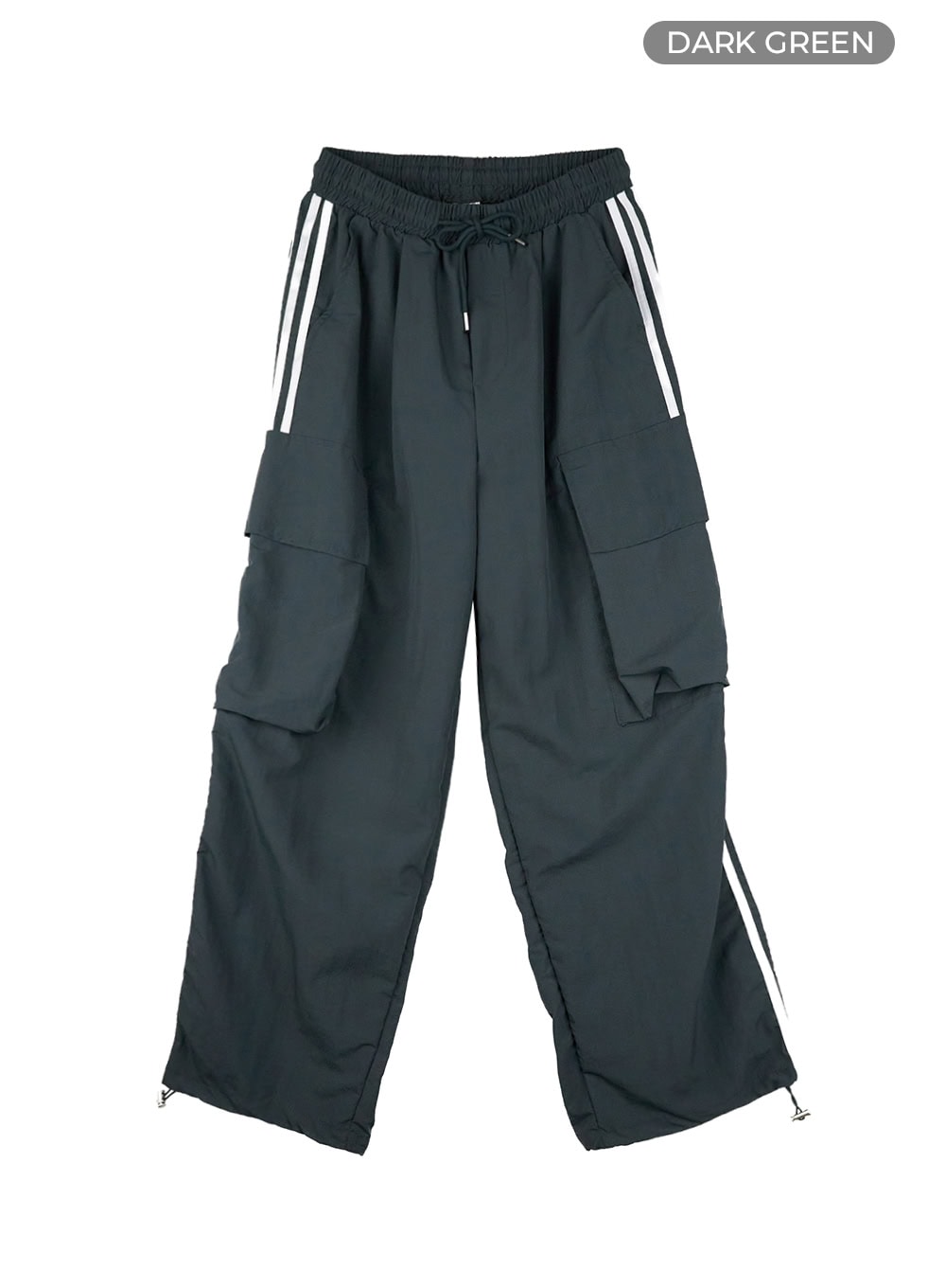 nylon-cargo-string-track-pants-il419 / Dark green