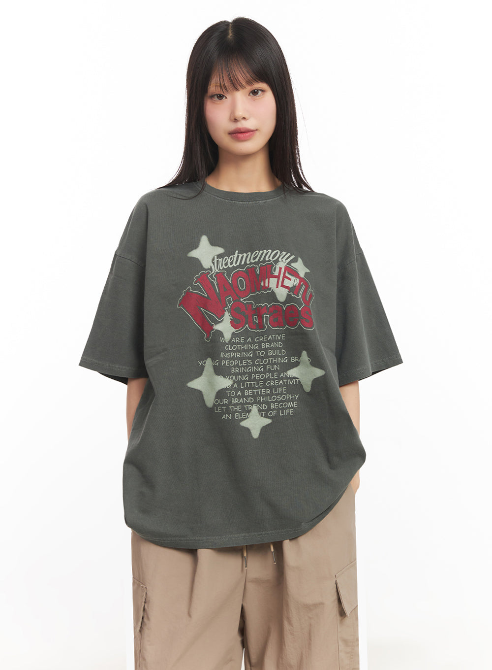 star-graphic-cotton-t-shirt-iy502 / Dark green