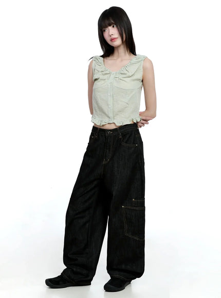 off-shoulder-puff-sleeve-blouse-ig508 / Dark green