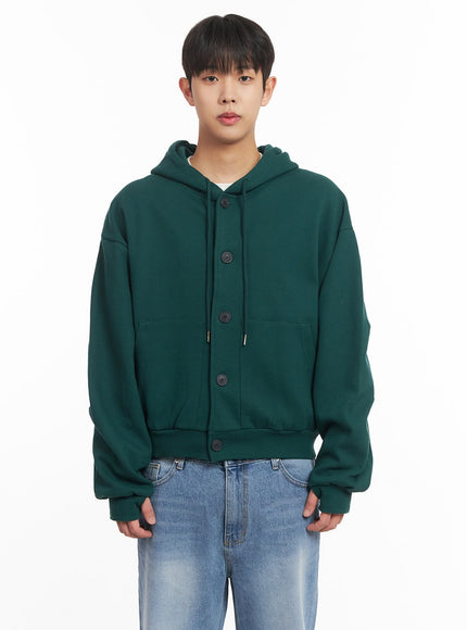 mens-buttoned-hoodie-im517 / Dark green