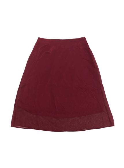 sheer-chiffon-midi-skirt-iu509 / Dark red