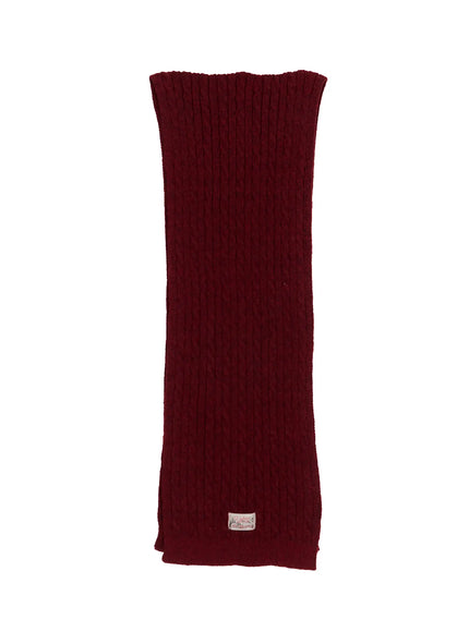 classic-cable-knit-scarf-in510 / Dark red