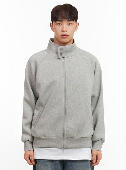 mens-button-neck-zip-up-jacket-if517 / Gray