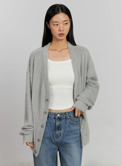 alpaca-knit-cardigan-ij505 / Gray