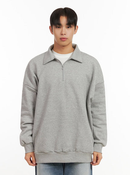 mens-collared-half-zip-crewneck-id406 / Gray