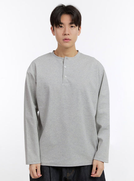 Men's Half-Buttoned Long-Sleeve T-Shirt IF528