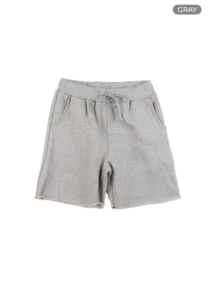 mens-destroyed-hem-cotton-shorts-ia402 / Gray
