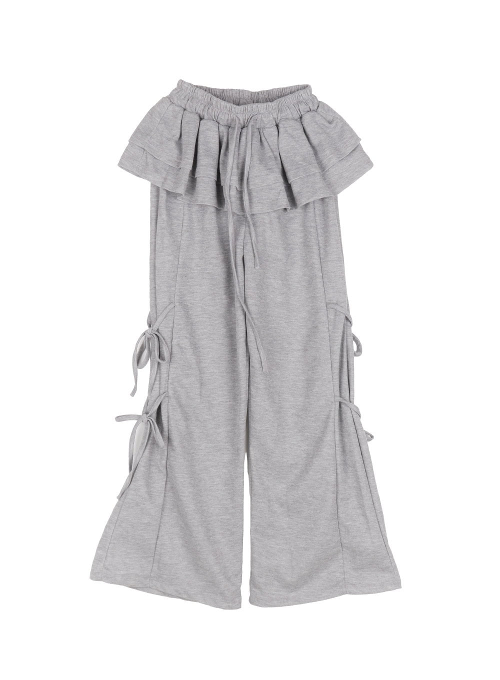 frill-skirt-layered-ribbon-sweatpants-iy502 / Gray