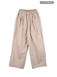 mens-pintuck-banded-wide-fit-cotton-pants-is420 / Light beige