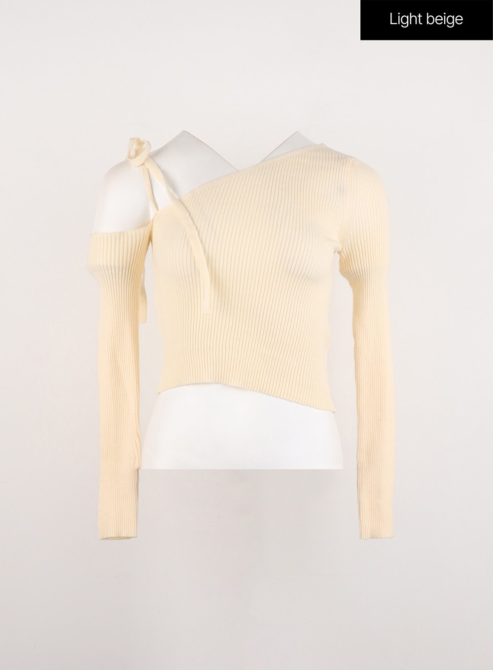 asymmetrical-shoulder-knit-top-id306 / Light beige
