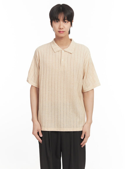 Men's Loose-Fit Collared Ribbed T-Shirt IA510