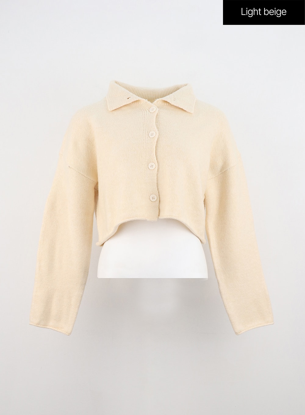 collar-crop-cardigan-in314 / Light beige