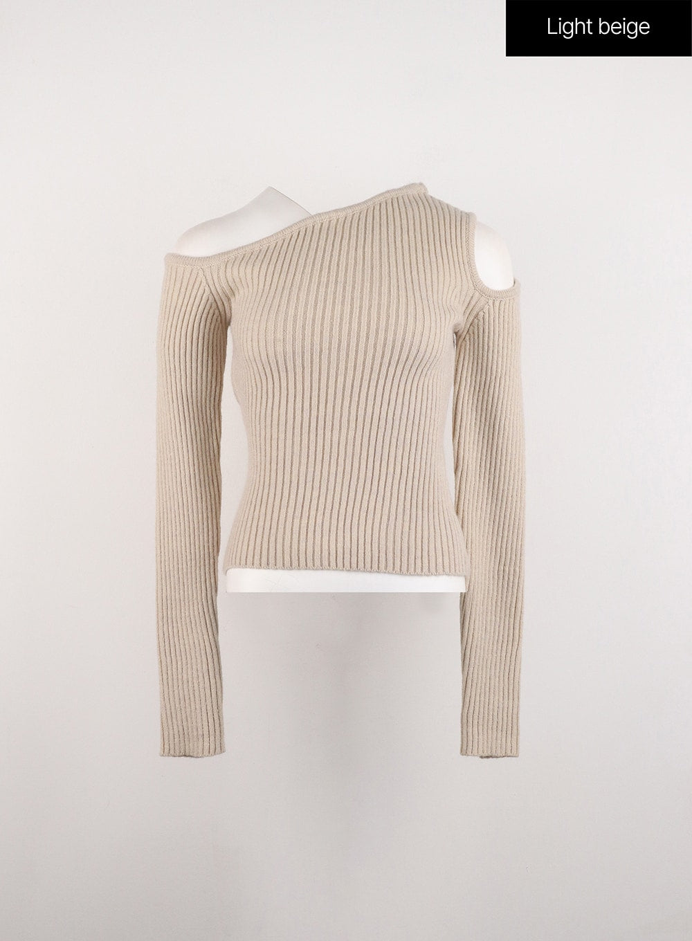 slim-fit-ribbed-sweater-id306 / Light beige