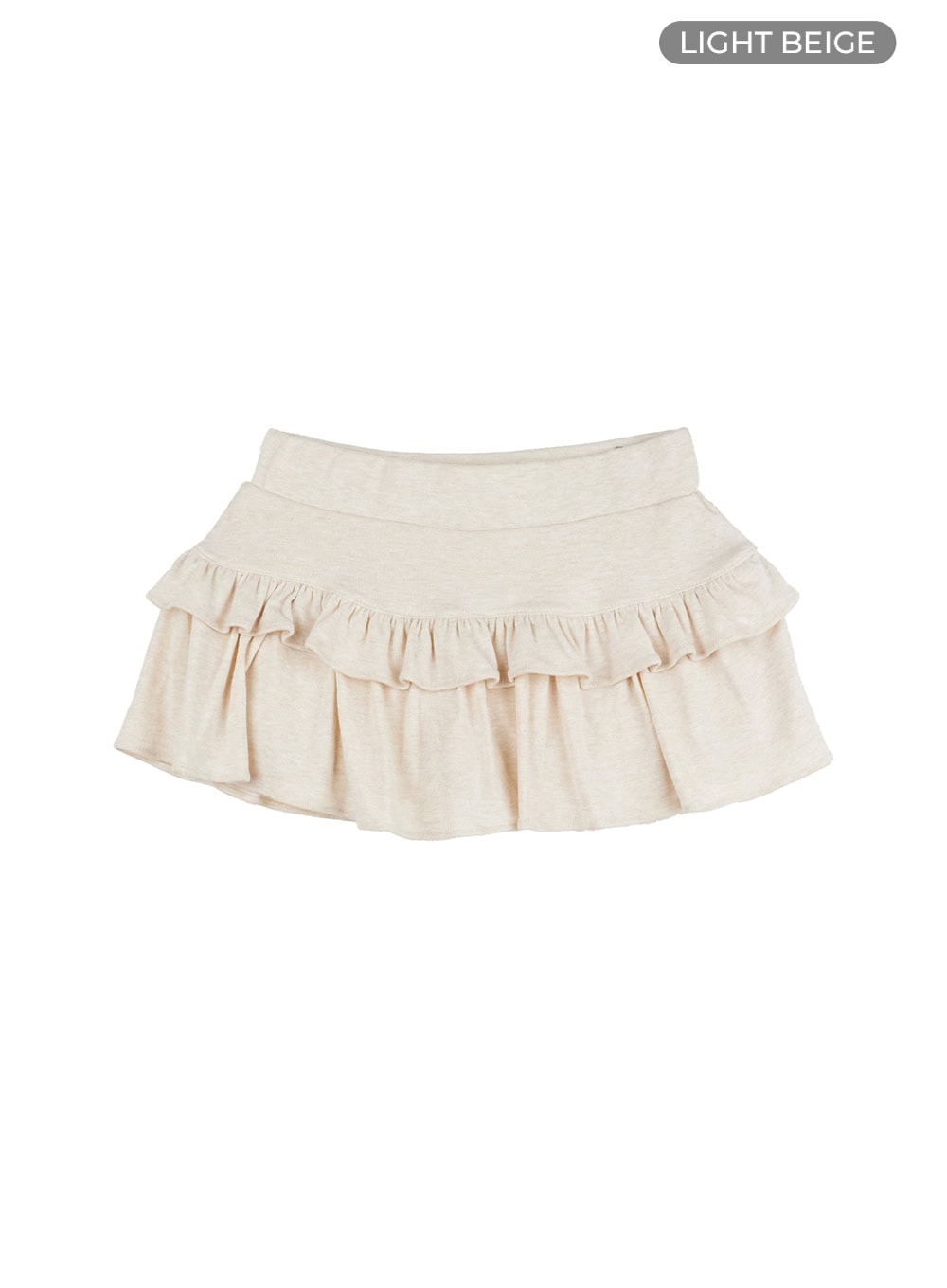 solid-frill-band-mini-skirt-il409 / Light beige