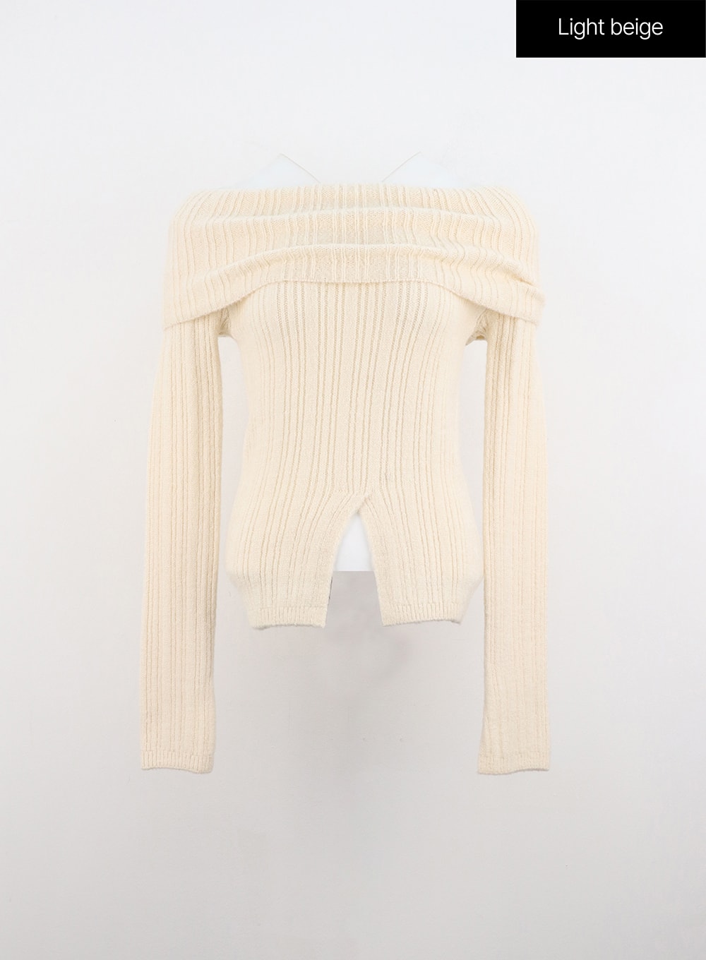 off-shoulder-rib-sweater-io320 / Light beige