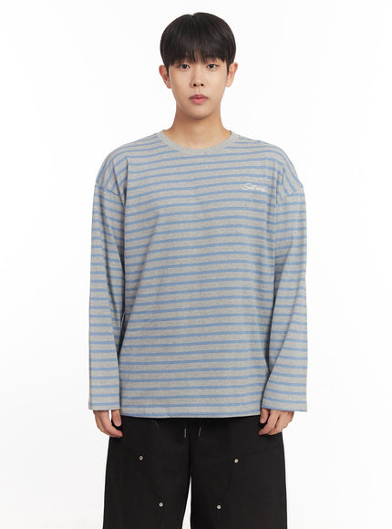 Men's Stripe Embroidered Long-Sleeve T-Shirt IM528