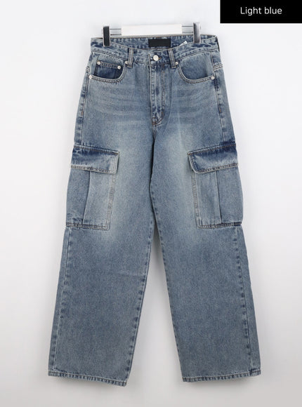 high-waisted-cargo-jeans-io324 / Light blue