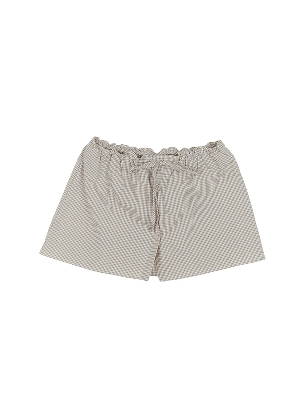 checkered-ribbon-button-mini-skirt-iy513 / Light blue