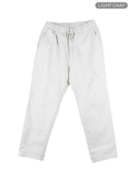mens-solid-cotton-straight-fit-pants-ia401 / Light gray
