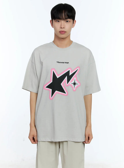 mens-star-graphic-tee-il515 / Light gray