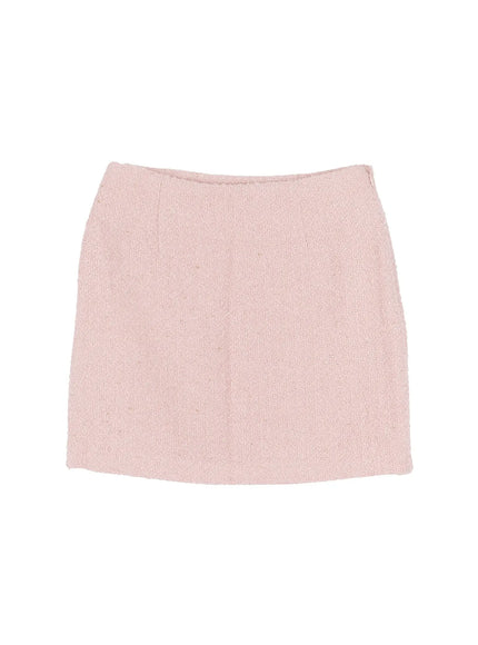 elegant-tweed-mini-skirt-if520 / Light pink